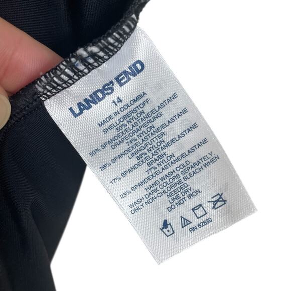 Lands' End Slender Suit Wrap One Piece Slimming Ruching Vacation Black Sz 14 - Picture 10 of 11